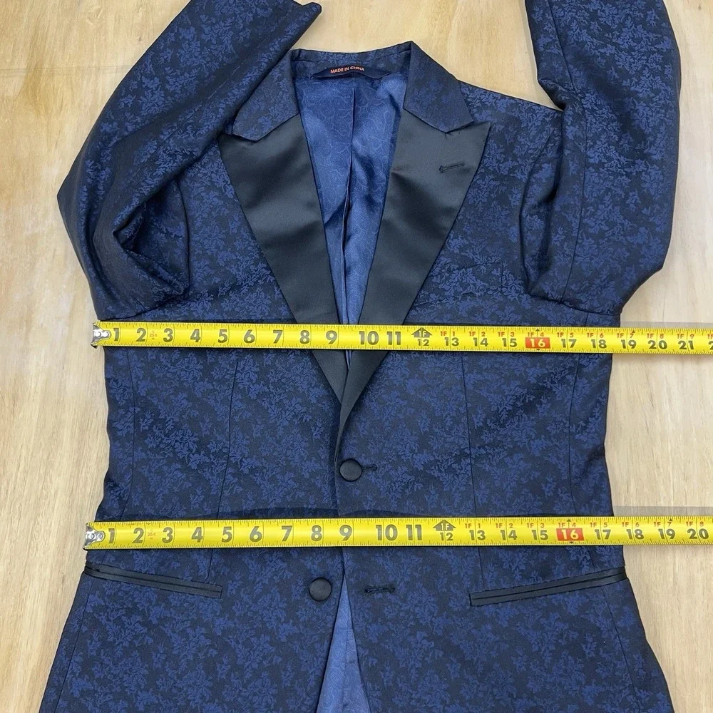 Egara Dinner Jacket Tuxedo Mens 36S Short Slim Fit Polyester Rayon‎ Navy/Black